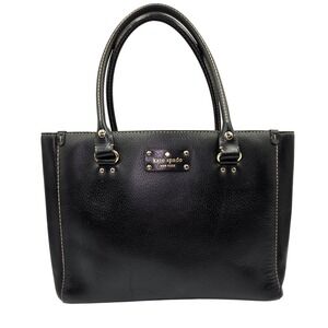 Kate Spade Black Leather Bag Shoulder Bag‎ Gold Tone Hardware Stitching Accents